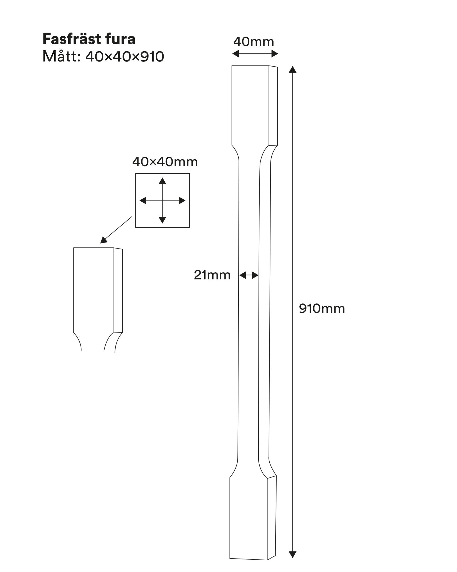 Stair baluster - Carved edges 910 x 40 mm pinewood image
