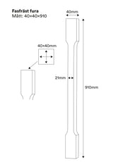 Fasad stolpe - Räckespelare sidfräst 910 x 40 mm furu thumbnail image