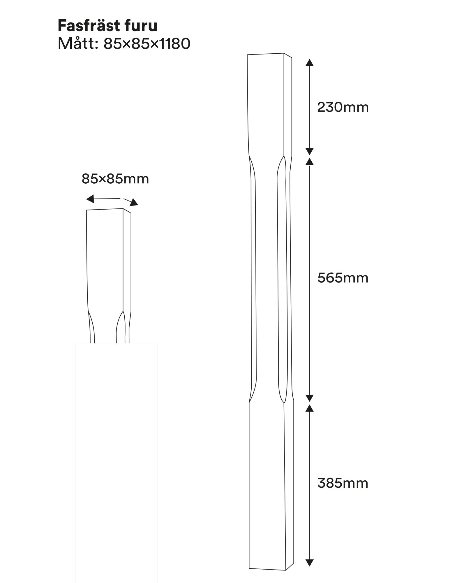 Stair baluster - Beveled edge 1180 x 85 mm pinewood image