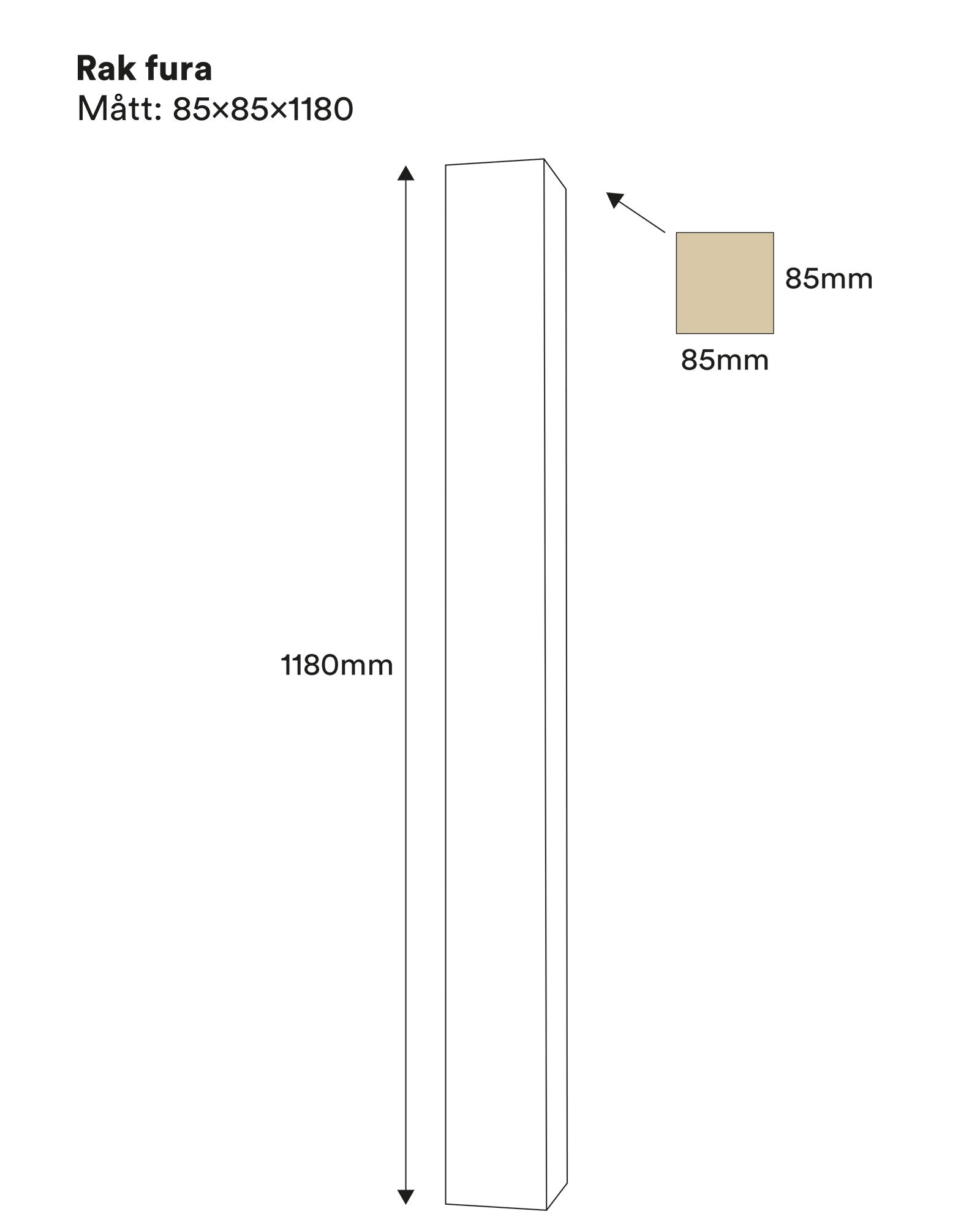 Wood post - Square pillar 85 x 85 x 1180 mm pine image