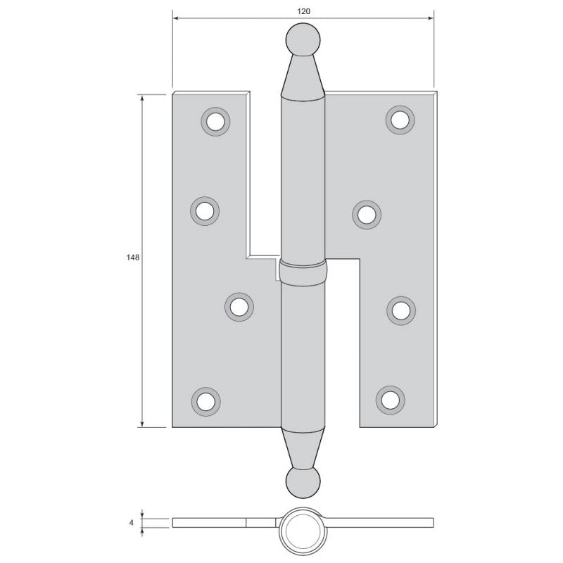 Hængsel uden fals - Fiagknop til hoveddøre/porte image