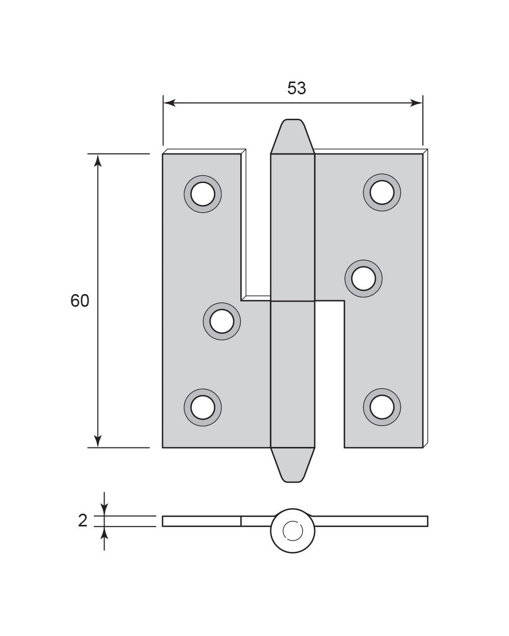 Bar Hinge - Cone Knob, non-rimmed for cabinets image