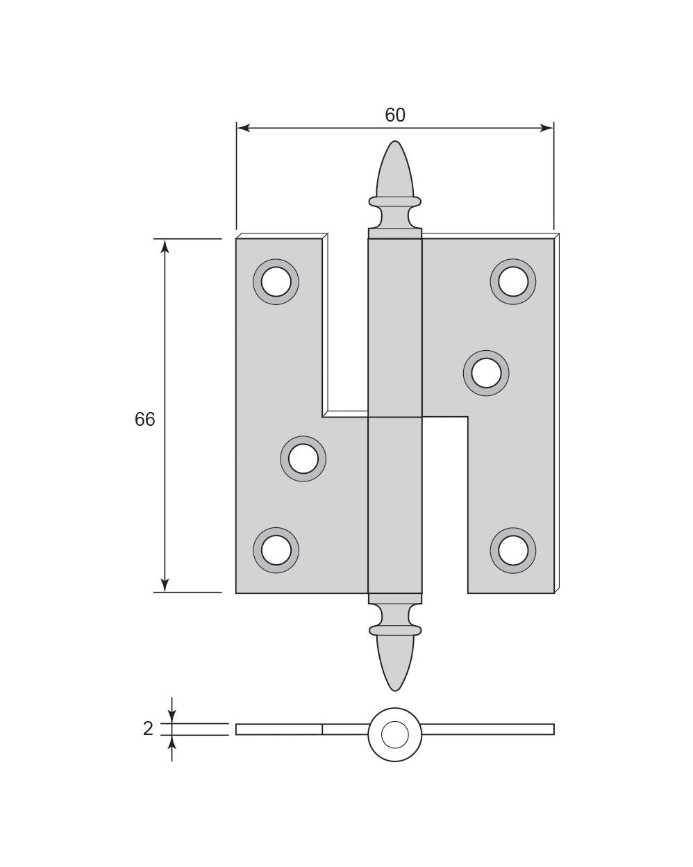 Bar Hinge - Acorn Knob, non-rimmed for cabinets image