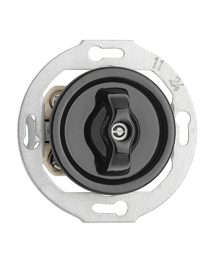 Rotary Switch Insert Black Porcelain – Double Switch image