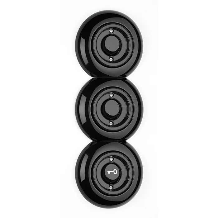 Strömbrytare rund svart porslin - Lysknapp trappströmbrytare image