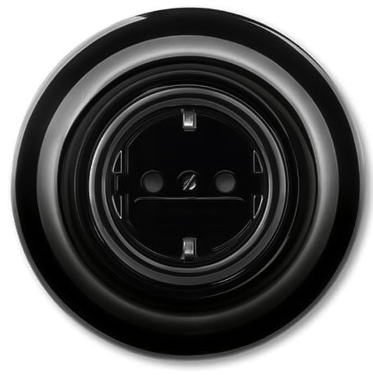 Black porcelain schuko socket - ABB Decento image