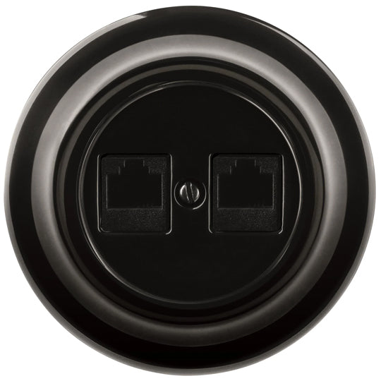 Datenanschluss 2xRJ45 Schwarzes Porzellan - ABB Decento image