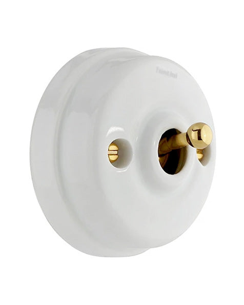 Toggle Light Switch - Porcelain/brass, surface mounted image