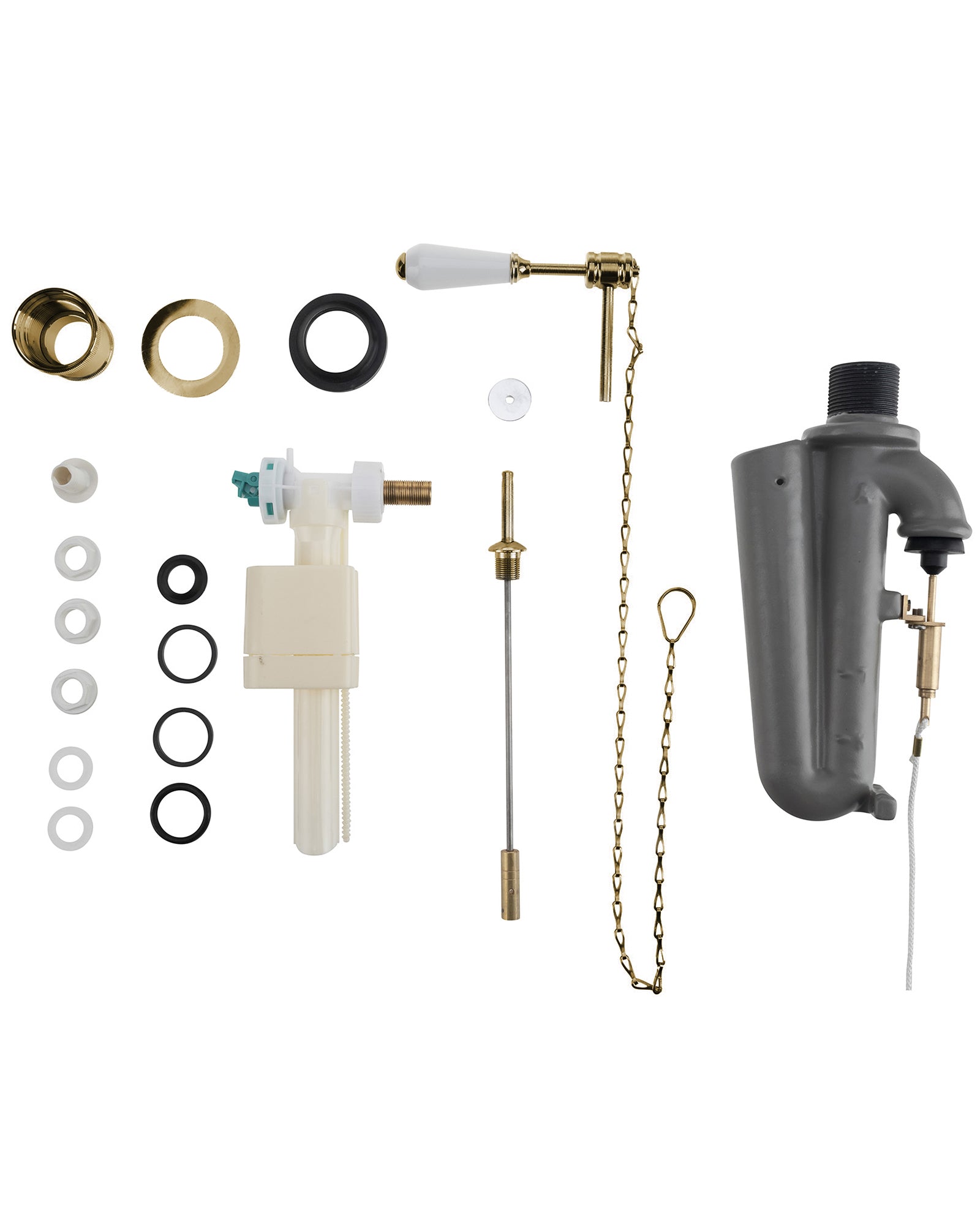 Flush system & chain Camden - For high-level toilet, bronze image