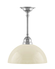 Taklampa - Byströmpendel 60, förnicklad benvit halvsfär thumbnail image