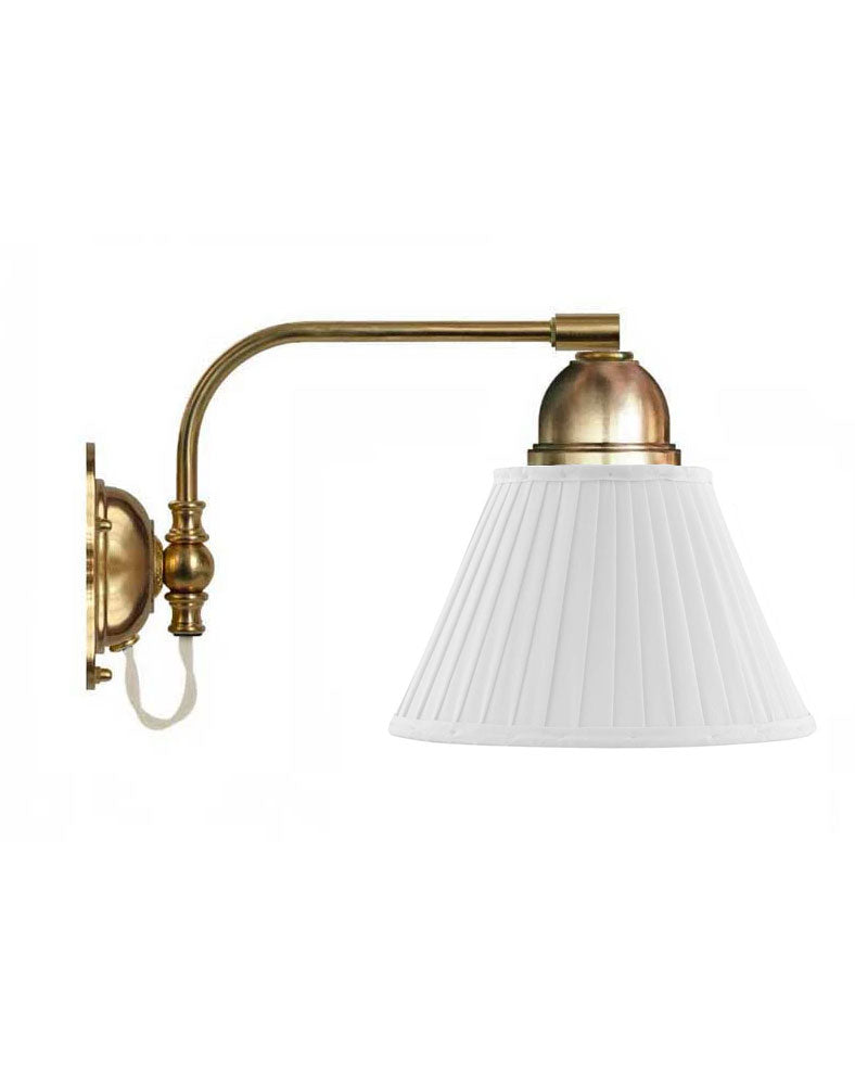 Vegglampe - Gripenberg messing, hvit tekstilskjerm, hvit image