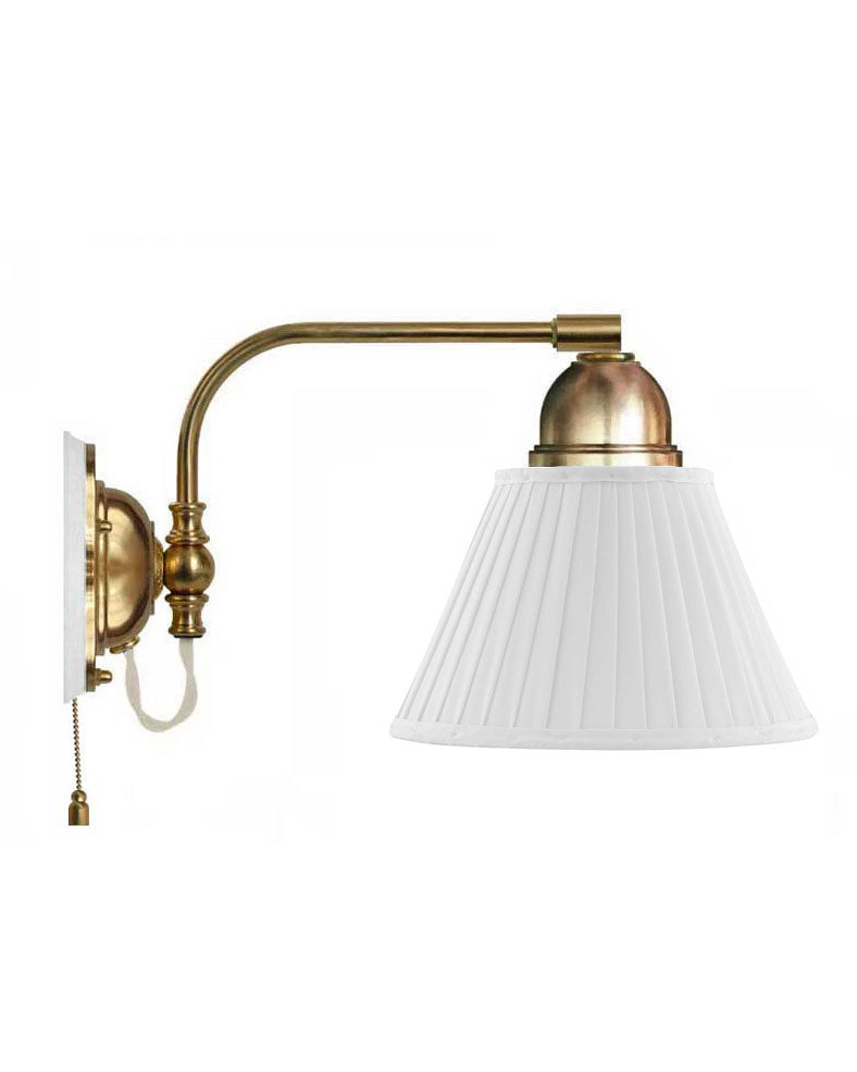 Vegglampe - Gripenberg messing, hvit tekstilskjerm, hvit image