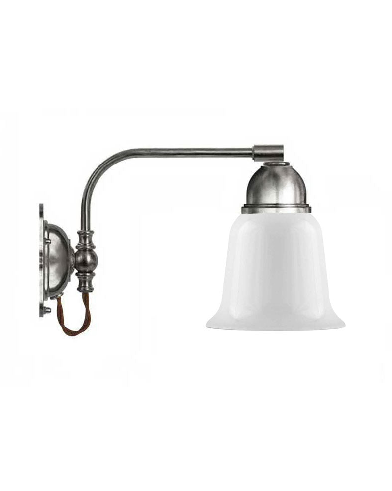 Wall Lamp - Gripenberg nickel-plated, opal white bell shade, brown image