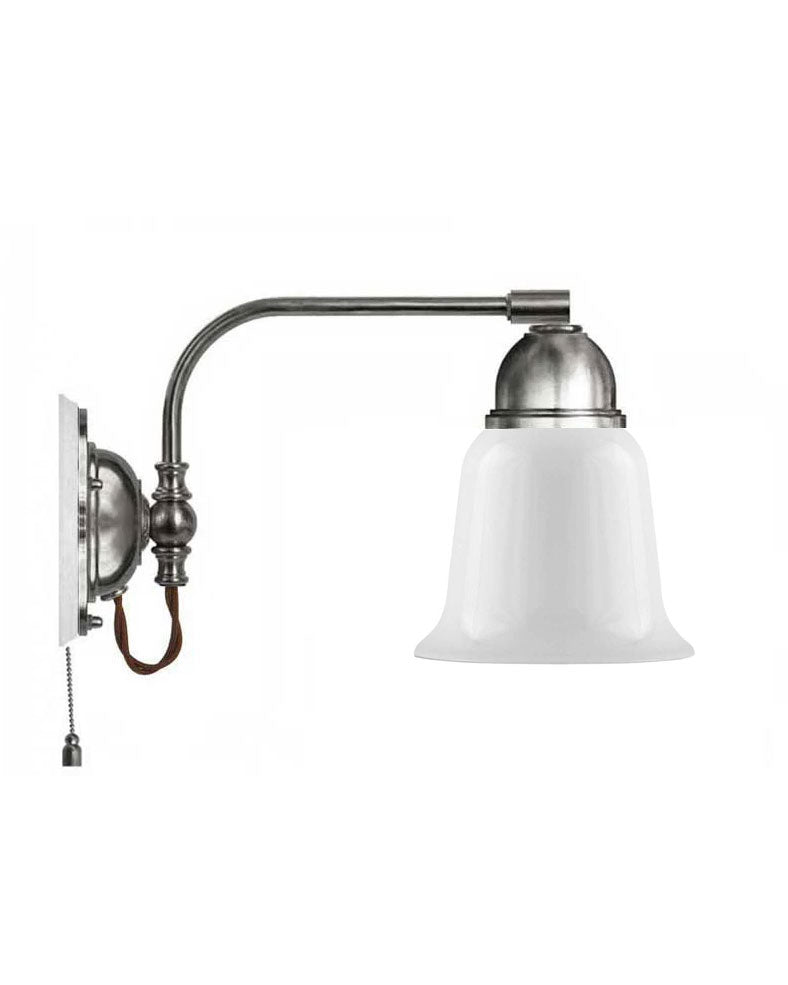 Wall Lamp - Gripenberg nickel-plated, opal white bell shade, brown image
