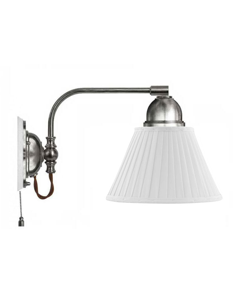 Vegglampe - Gripenberg forniklet, hvit tekstilskjerm, brun image