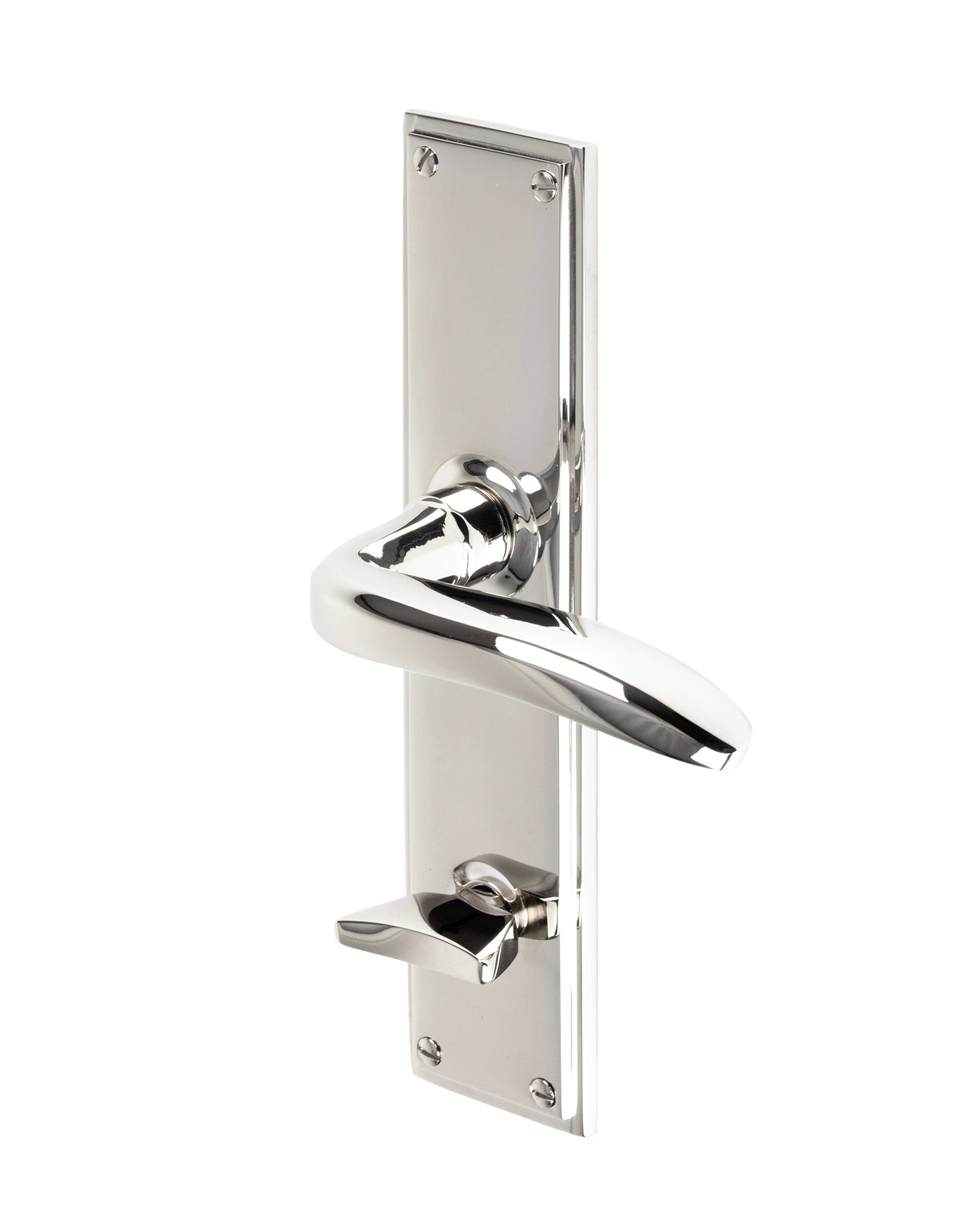 Dörrhandtag - WC-vred sandgjuten långskylt nickel image