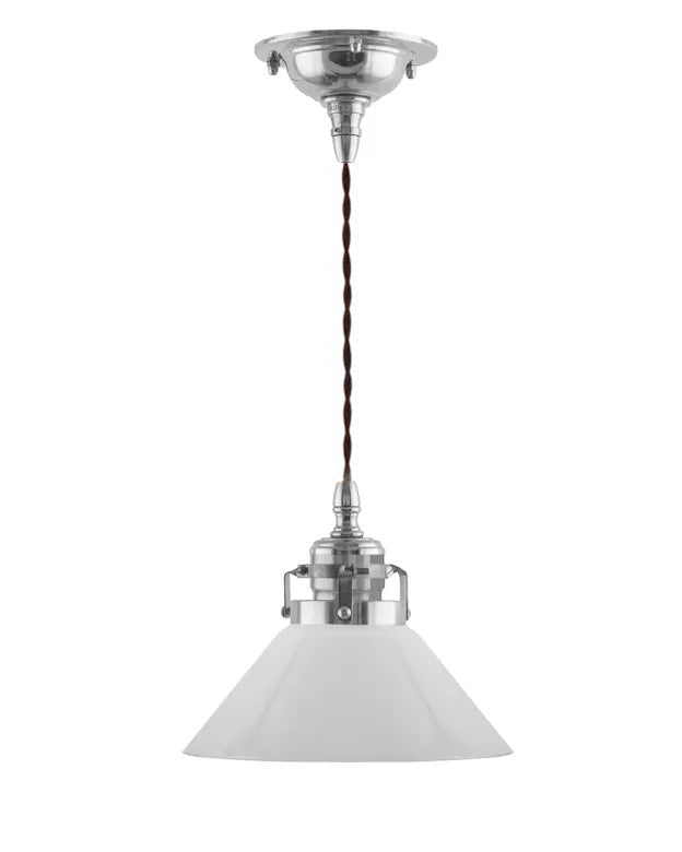 Celing Light - Cobbler Pendant, Nickel with small White Shade image