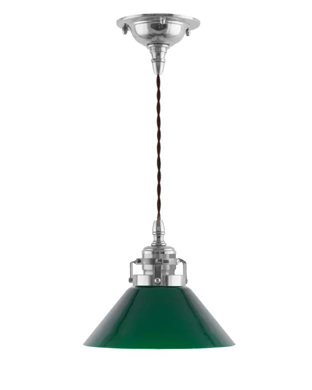 Celing Light - Cobbler Pendant - Nickel with Small Green Shade image