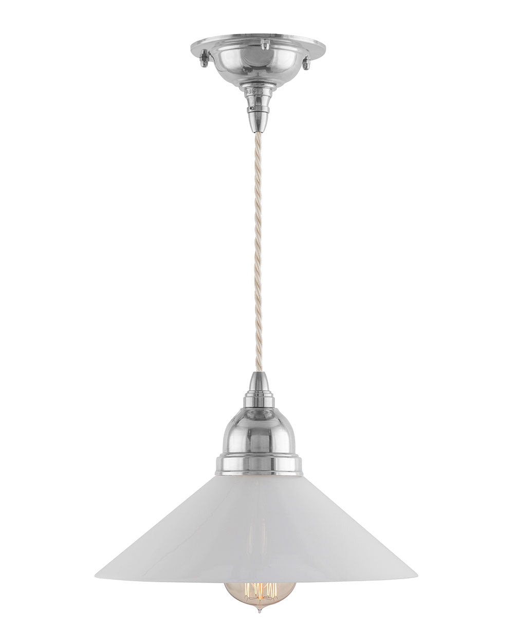 Deckenlampe – Byström Pendelkabel 60, vernickelt, weißer Lampenschirm image