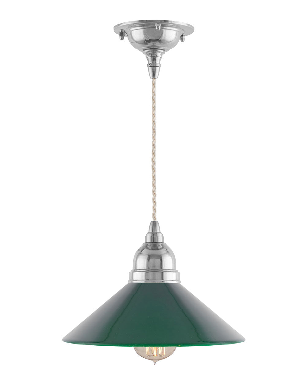 Deckenlampe – Byström Pendelkabel 60, vernickelt, grüner Lampenschirm image