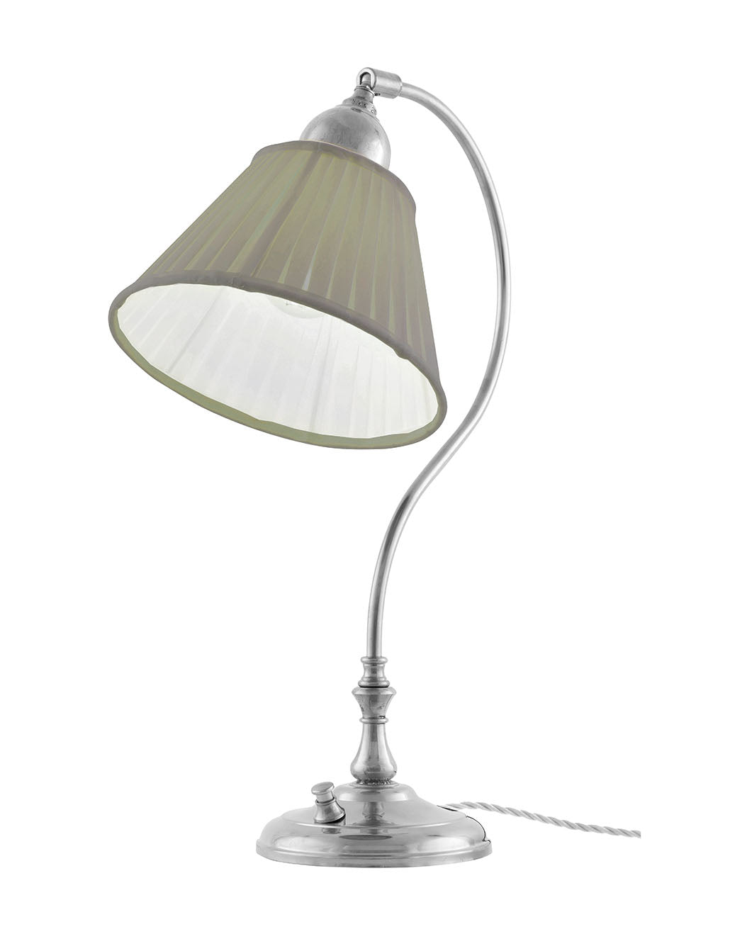 Bordslampa - Lagerlöf förnicklad med olivgrön tygskärm image