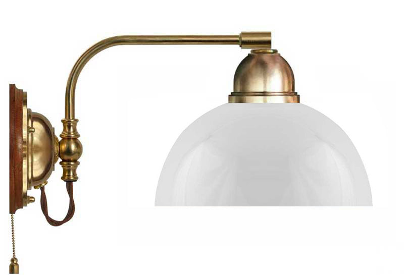 Væglampe - Gripenberg messing, opalhvid halvkugle, brun image