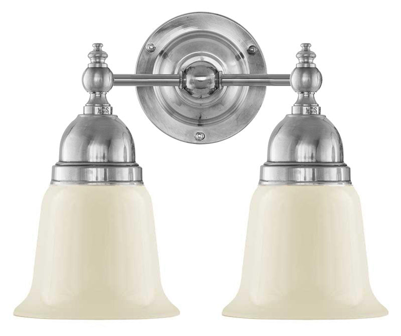 Badezimmerlampe – Bergman vernickelt, elfenbeinfarbener Glockenschirm image
