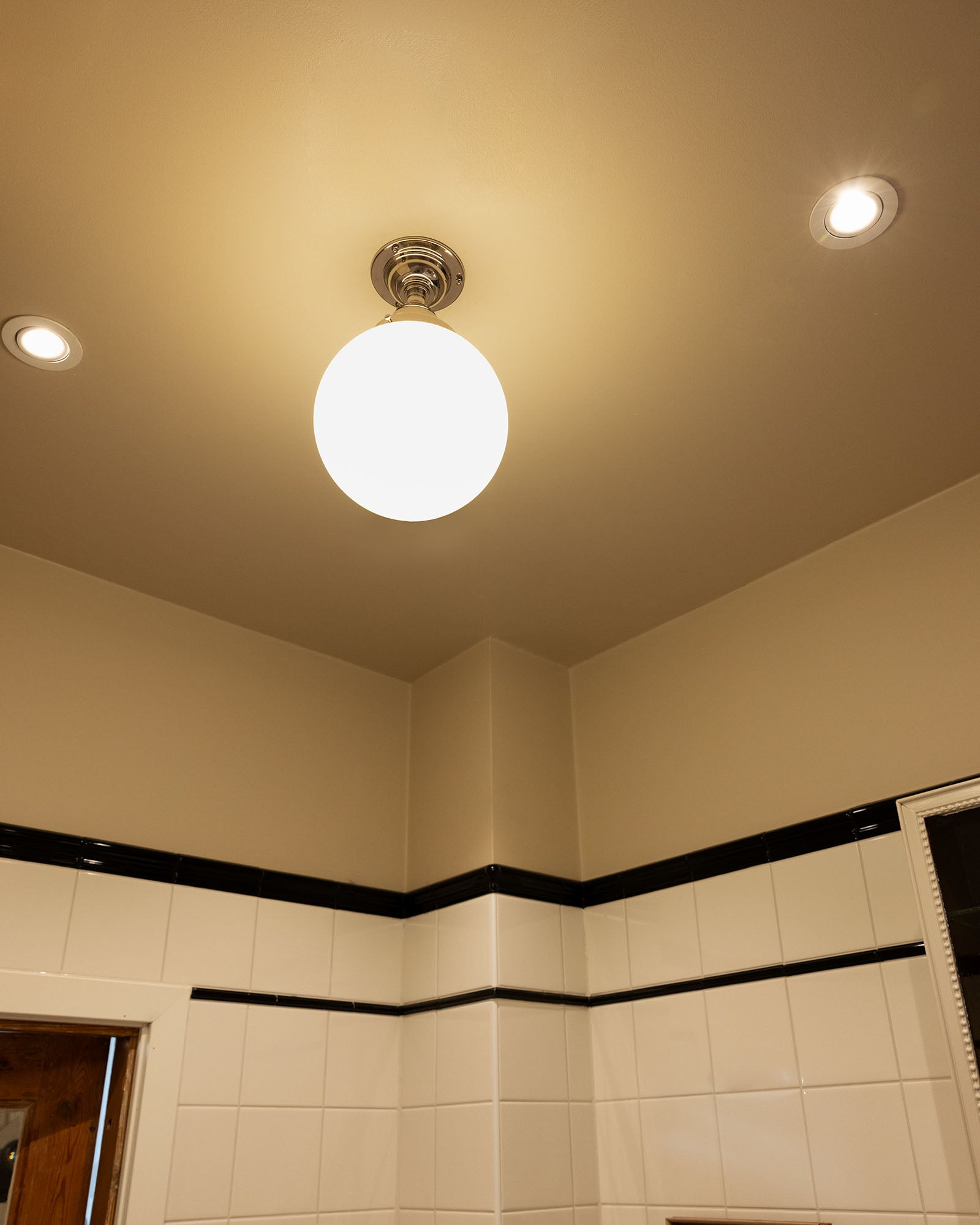 Bathroom Ceiling Light - Byström 100 - Nickel, Globe Shade image