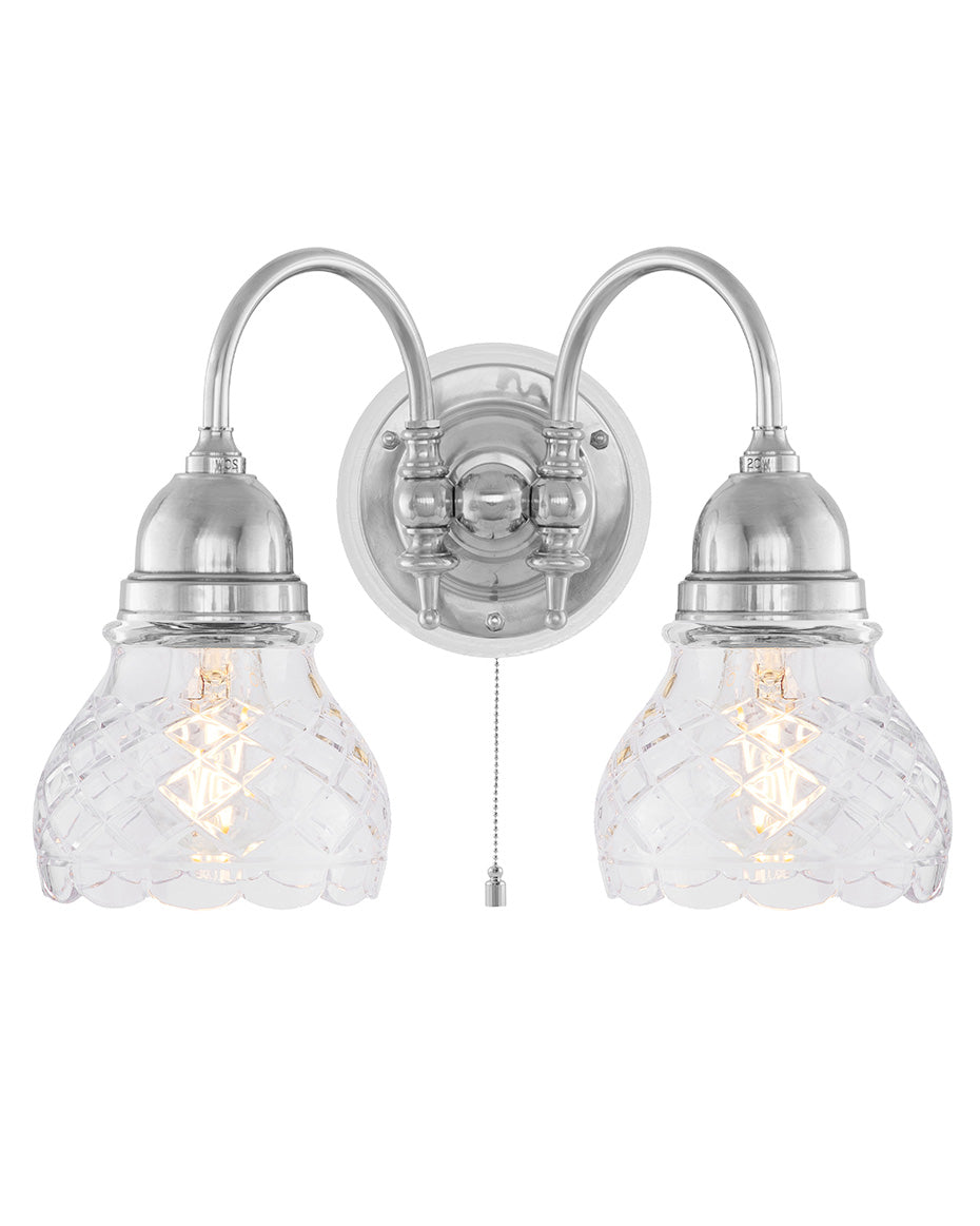 Wall Light - Stackelberg - Nickel Clear Cut-Glass Bell Shades image