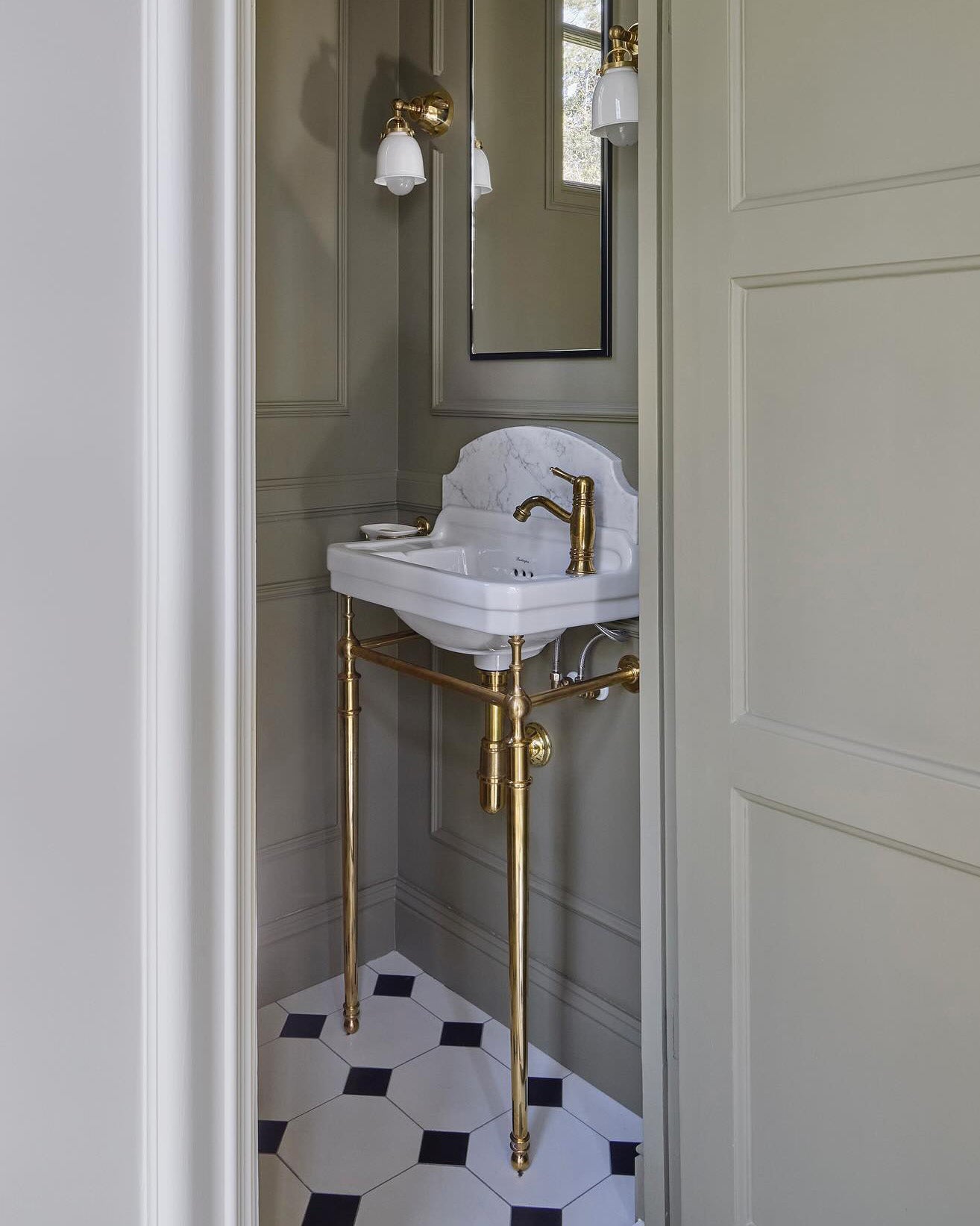 Bathroom Sink - Burlington Edwardian JR with Brass Washstand image