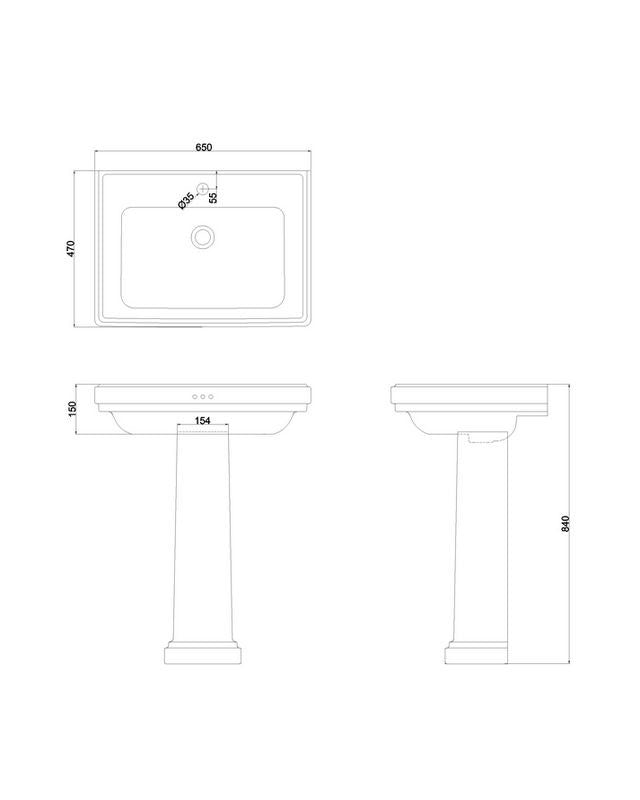Håndvask - Riviera 65 cm, ét blanderhul image