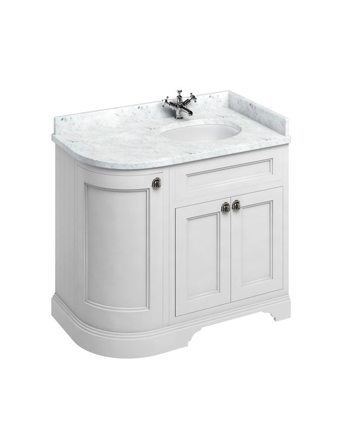 Bathroom Vanity with Rounded Right Corner Burlington - 100 cm White image