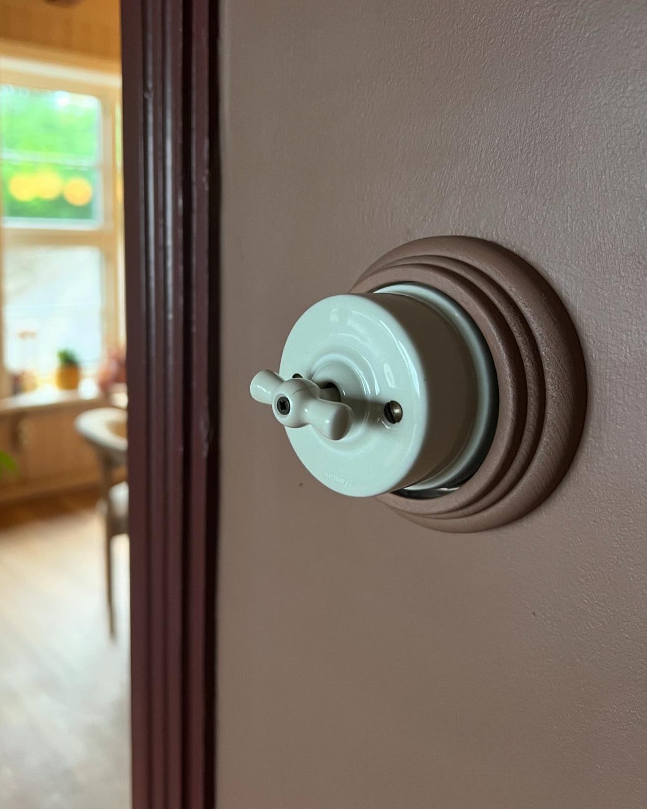 Knob to power switch - White porcelain with bronze screw image