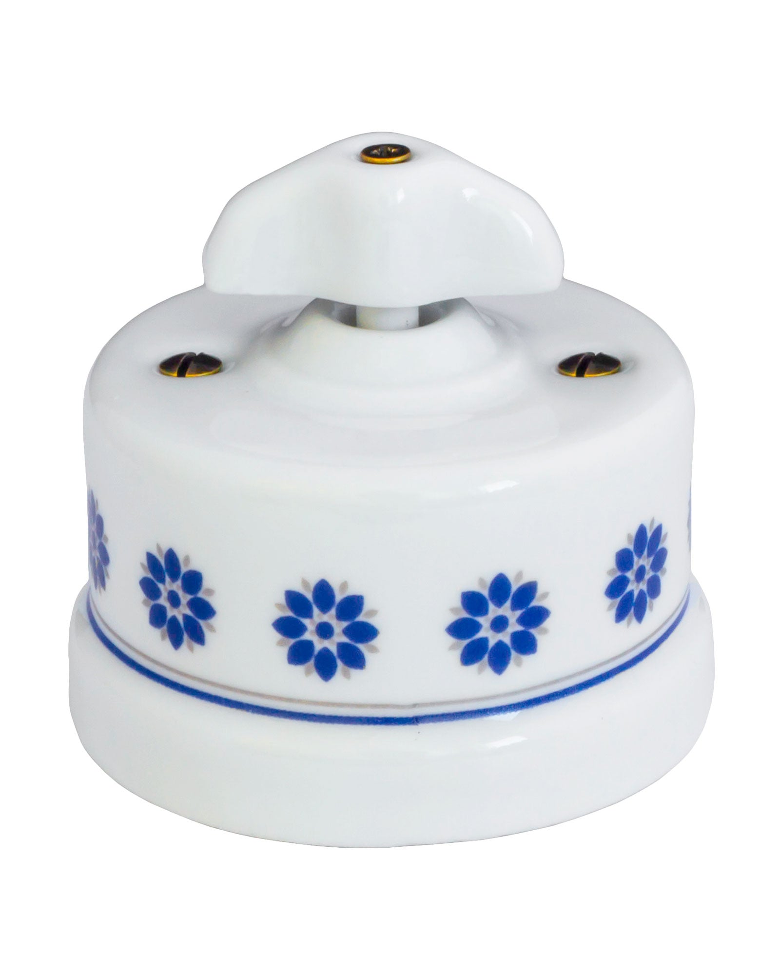 Strömbrytare - Trappströmbrytare vit porslin blå dekor image