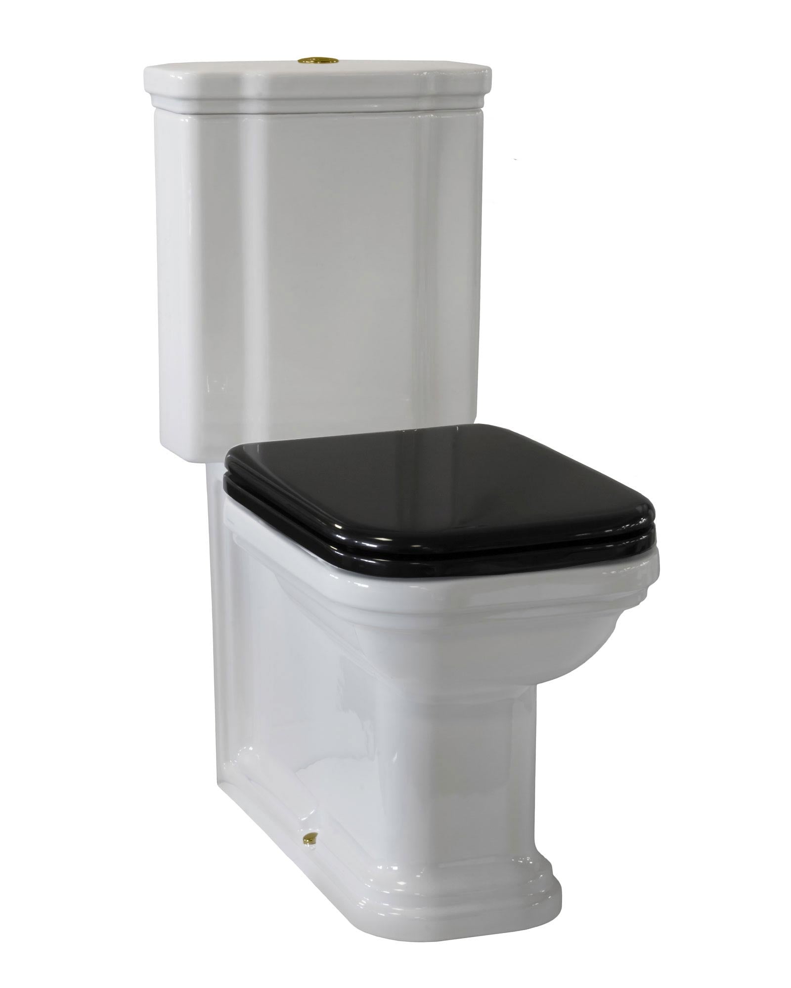 WC - Art Deco Floor-Mounted Toilet with Flush Button & Seat - Bronze image