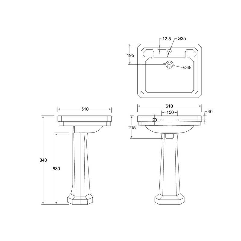 Servant- Burlington Victorian 61 cm med søyle image