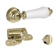 WC - Burlington gulvstående toilet, smal cisterne og mat hvid sæde, behandlet messing thumbnail image