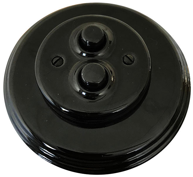 Fontini Dimmer- Black Porcelain Double Push-Button Switch image