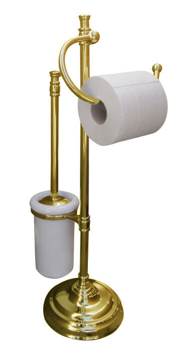 Floorstanding toilet brush & paper holder Brighton - Brass image