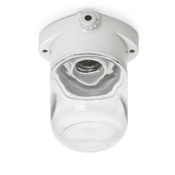 Kælderlampe - Porcelænslampe med glaskuppel, IP54/60W/lige image
