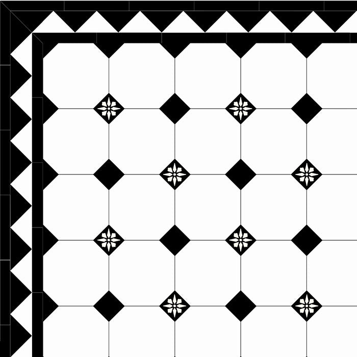 Floor Tiles - Encaustic Dot 5 x 5 cm (1.97 x 1.97 In.) White/Black - Super White BAS/Black NOI image