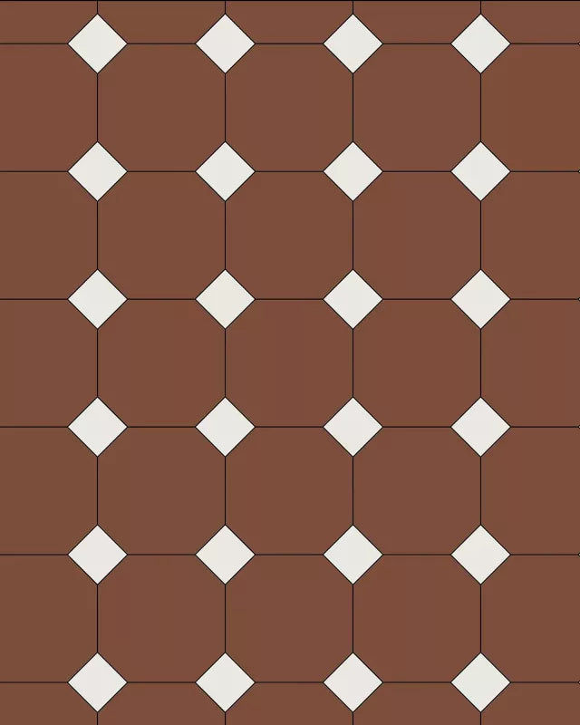 Oktagonklinker - 15x15 cm Röd/Vit - Winckelmans Granitklinker image