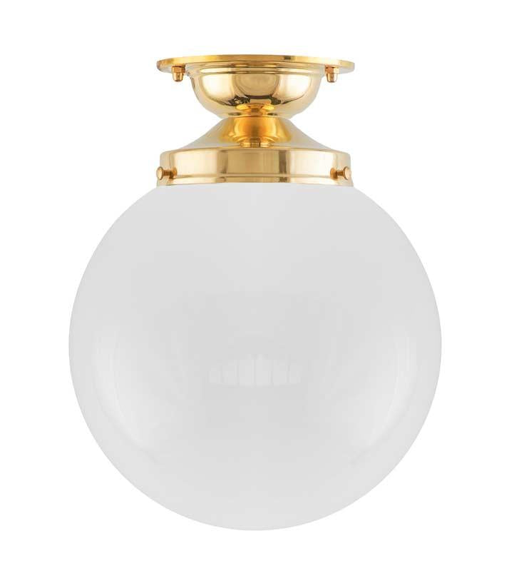 Bathroom Light - Lundvist 100 Ceiling Light - Brass, with Opal White Shade image