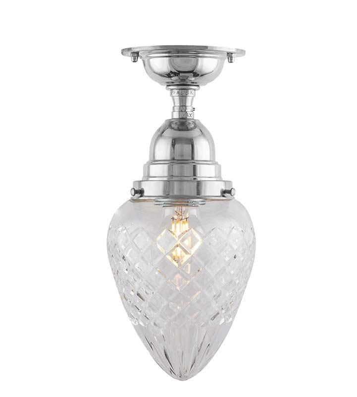 Bathroom Ceiling Light - Byström 80, Nickel, Drop Shade, Clear Glass image