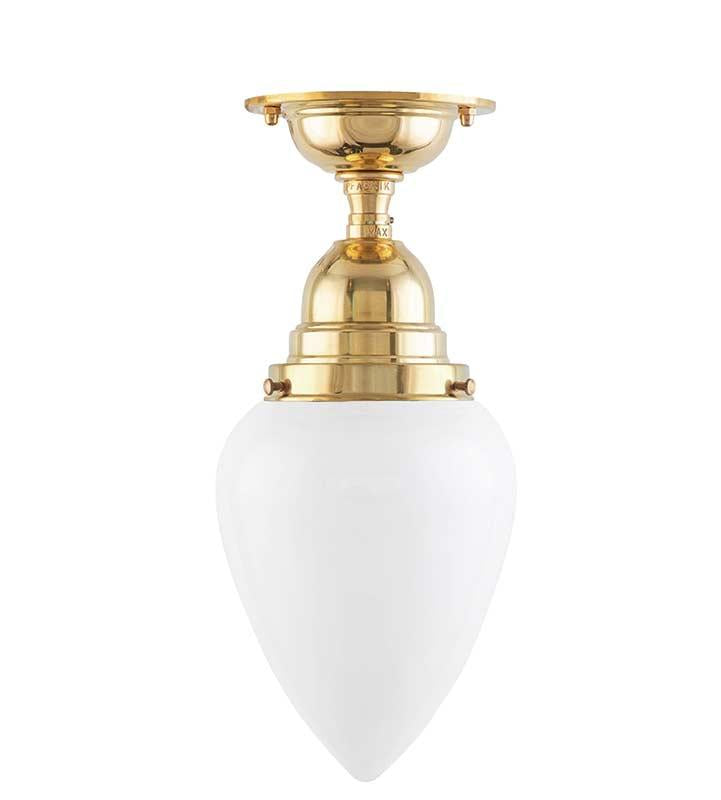 Bathroom Ceiling Light - Byström 80 brass, White Drop Shade image