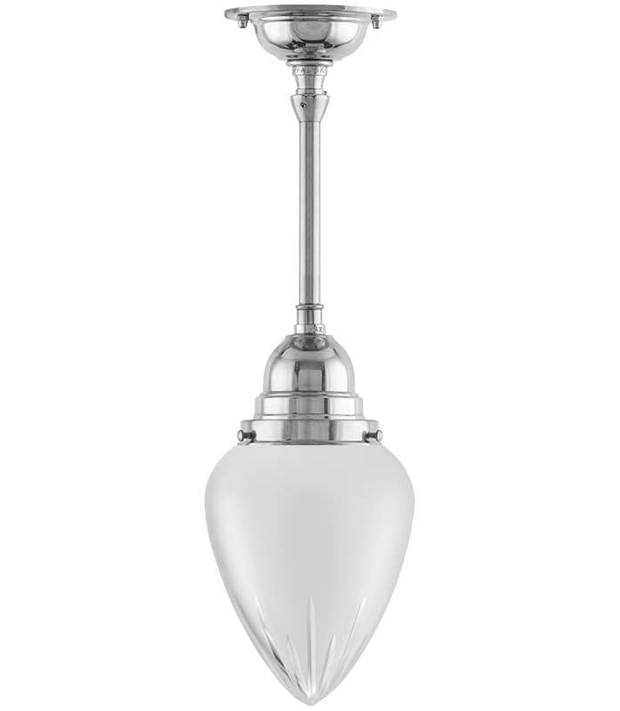 Bathroom Ceiling Light - Byström Pendant 80 - Nickel, Frosted Glass Drop Shade image