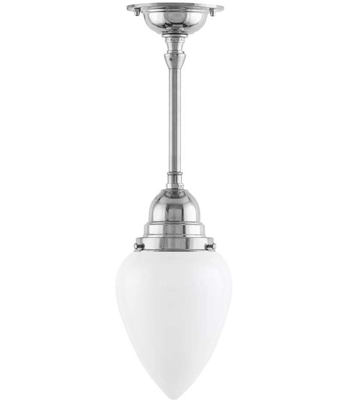 Bathroom Ceiling Light - Byström Pendant 80 - Nickel, White Drop Shade image