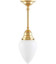 Loftslampe - Byströmpendel 80 messing, hvid dråbe thumbnail image