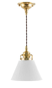 Loftslampe - hvid stofskærm med skomagerledning thumbnail image