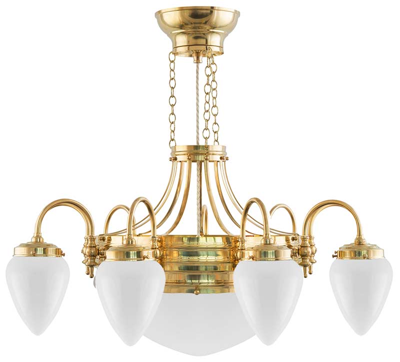 Chandelier - Nine-Arm Ring Chandelier with White Glass image